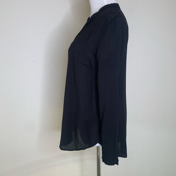 H&M Black Rayon Popover Shirt Sz 6 Semi Sheer - Picture 3 of 11